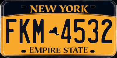 NY license plate FKM4532
