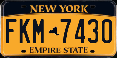 NY license plate FKM7430