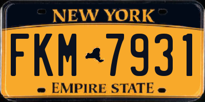NY license plate FKM7931