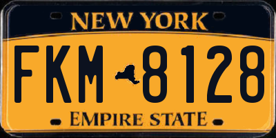 NY license plate FKM8128