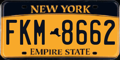 NY license plate FKM8662