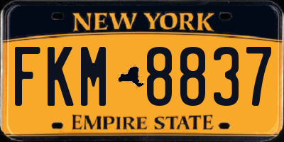 NY license plate FKM8837