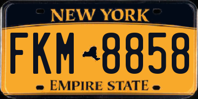 NY license plate FKM8858