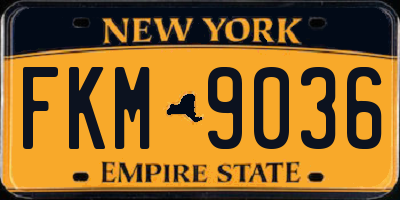 NY license plate FKM9036