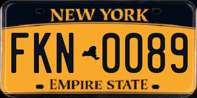 NY license plate FKN0089