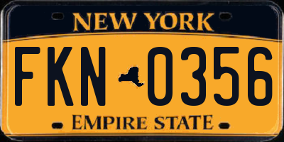 NY license plate FKN0356