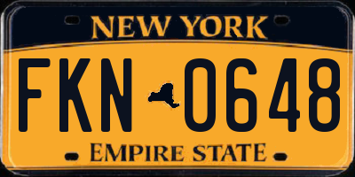 NY license plate FKN0648