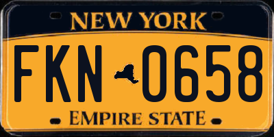 NY license plate FKN0658