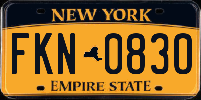 NY license plate FKN0830