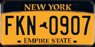 NY license plate FKN0907