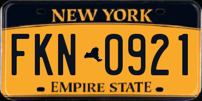 NY license plate FKN0921
