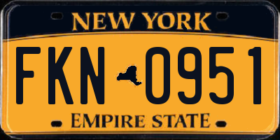 NY license plate FKN0951