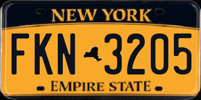 NY license plate FKN3205