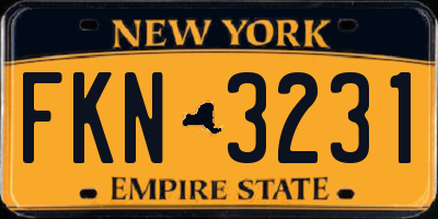 NY license plate FKN3231