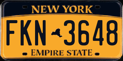 NY license plate FKN3648