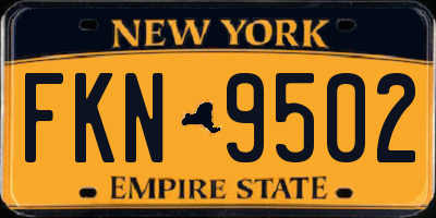 NY license plate FKN9502