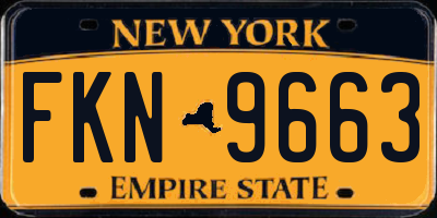 NY license plate FKN9663