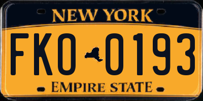 NY license plate FKO0193