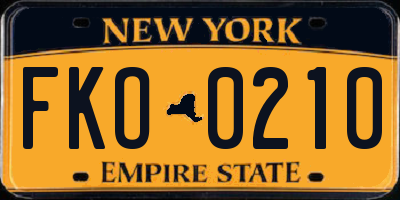 NY license plate FKO0210