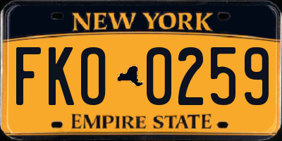 NY license plate FKO0259