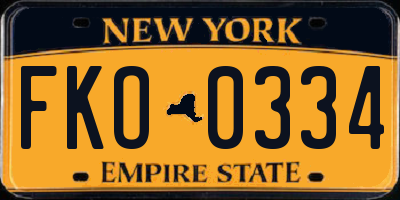NY license plate FKO0334