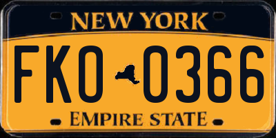 NY license plate FKO0366