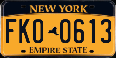 NY license plate FKO0613