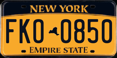 NY license plate FKO0850
