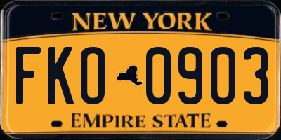 NY license plate FKO0903