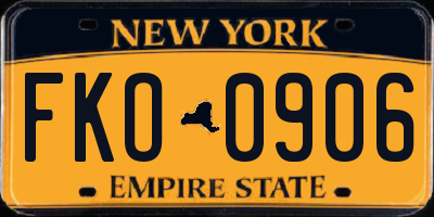 NY license plate FKO0906