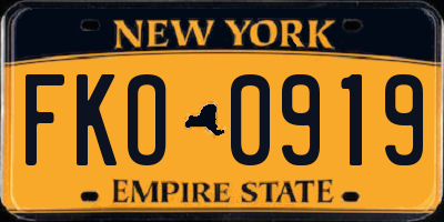 NY license plate FKO0919