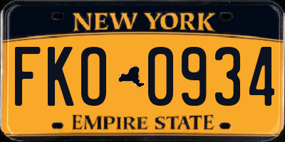 NY license plate FKO0934