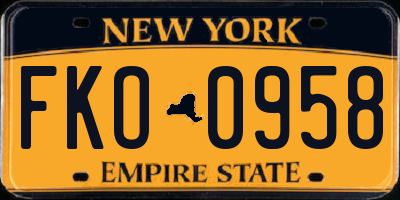 NY license plate FKO0958