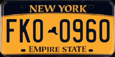 NY license plate FKO0960