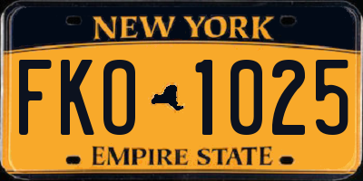 NY license plate FKO1025