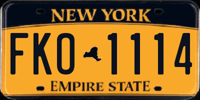 NY license plate FKO1114