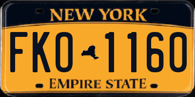 NY license plate FKO1160