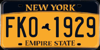 NY license plate FKO1929