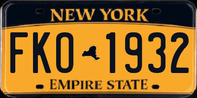 NY license plate FKO1932