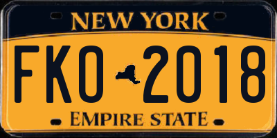 NY license plate FKO2018
