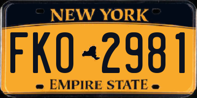 NY license plate FKO2981