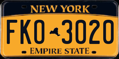 NY license plate FKO3020