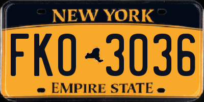 NY license plate FKO3036