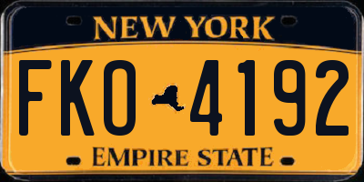 NY license plate FKO4192