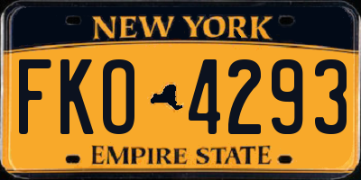 NY license plate FKO4293