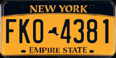 NY license plate FKO4381