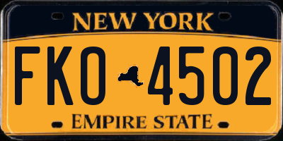 NY license plate FKO4502