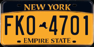 NY license plate FKO4701