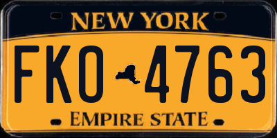 NY license plate FKO4763