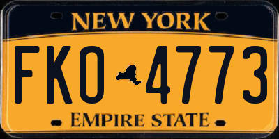 NY license plate FKO4773